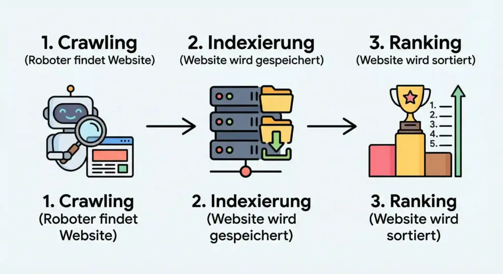 Crawling, Indexierung mit anschließendem Ranking auf Google