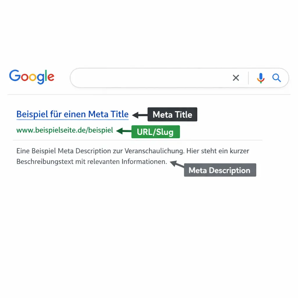 Beispielhafter Aufbau eines Google Suchergebnisses (SERP)