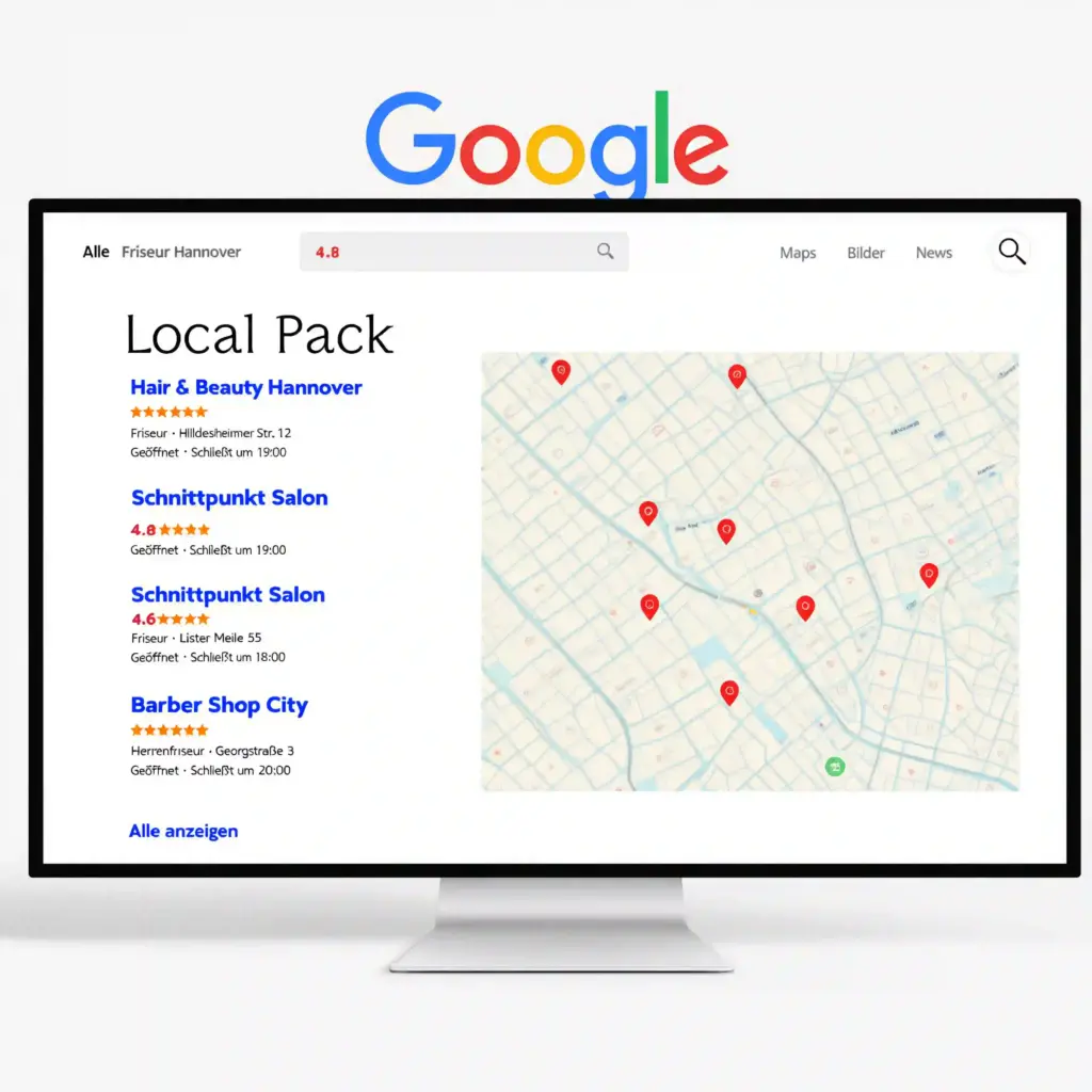 Darstellung des Local Packs von Google